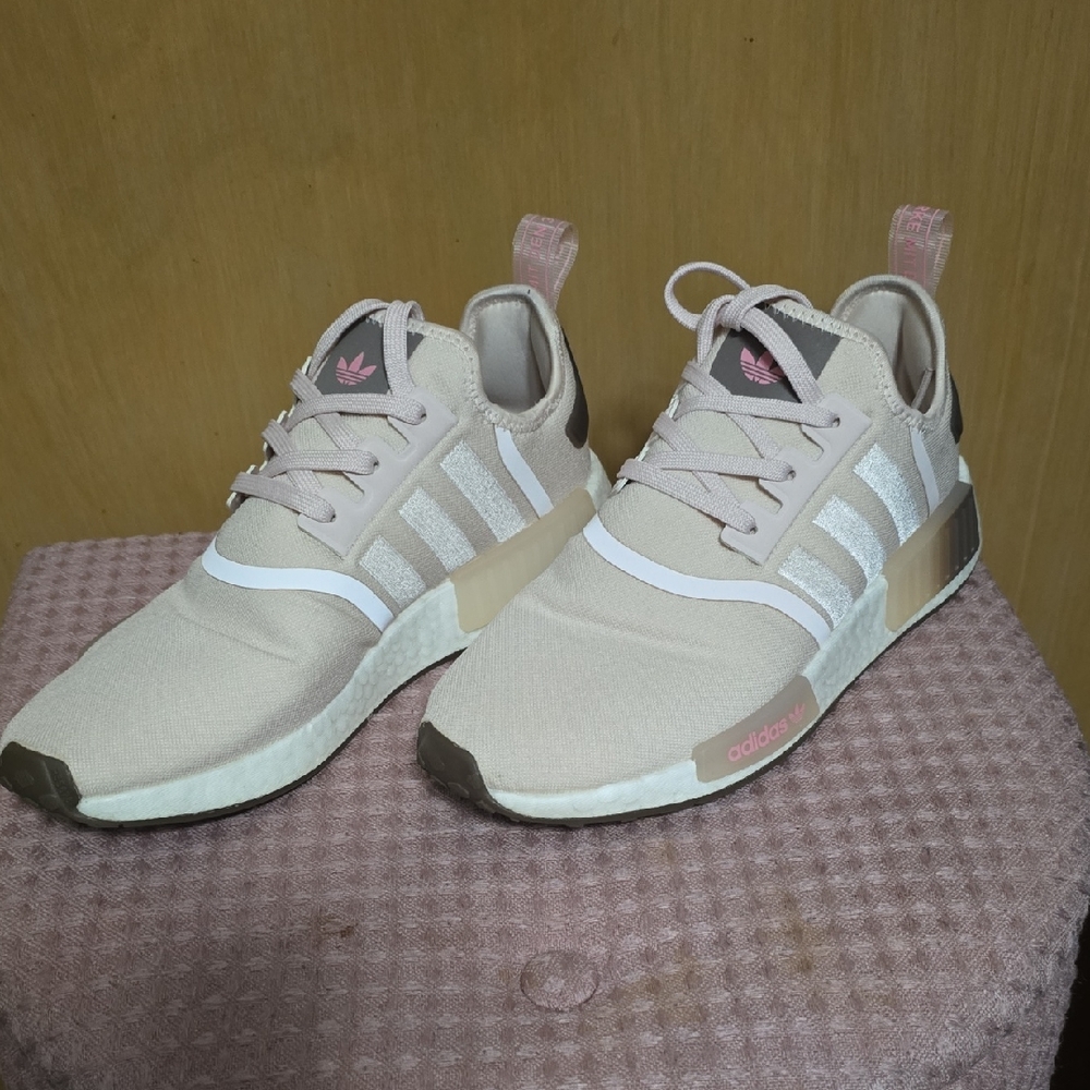 Adidas Women's Beige and White Sneakers